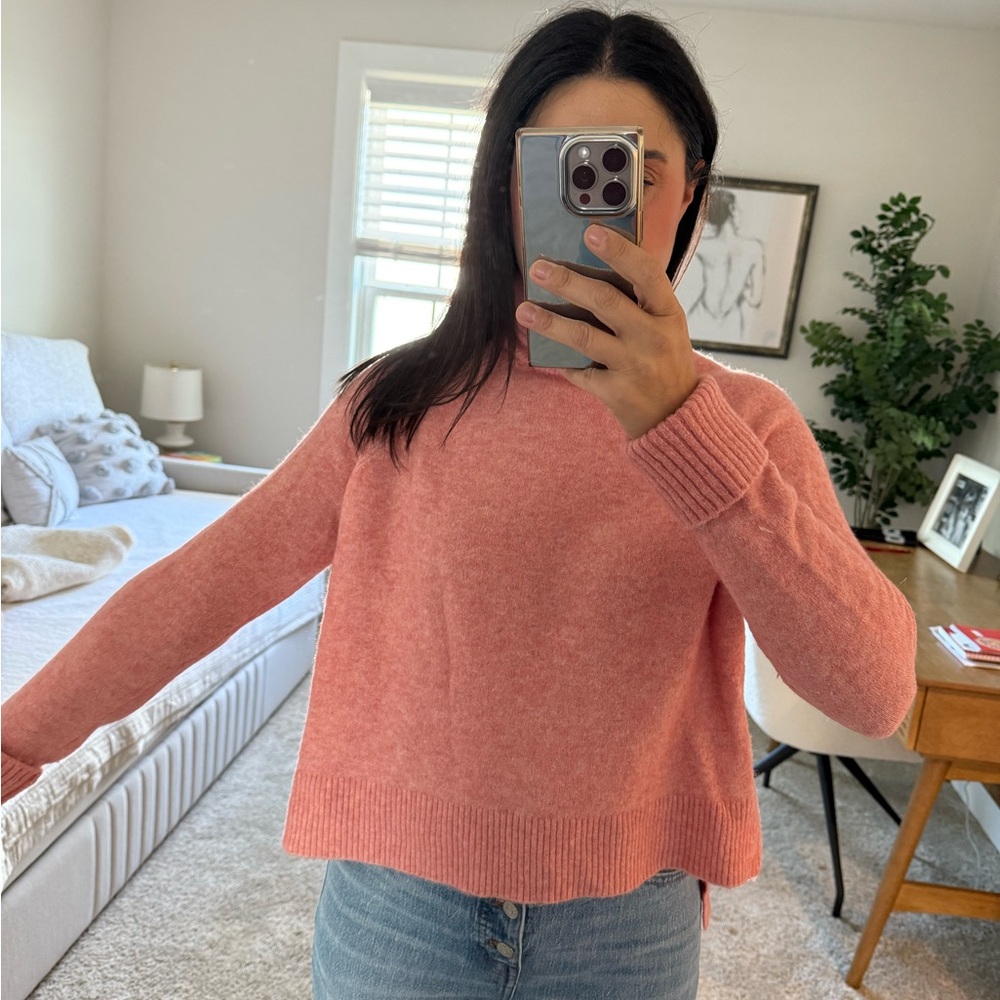 J. Crew Pink Cowl Neck Sweater